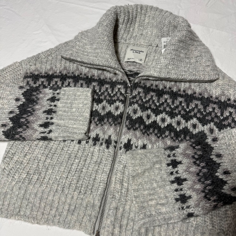 NWT Abercrombie & Fitch Fair Isle Cropped Cardigan Sweater Women's XS Nordic